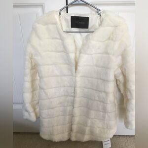Storets Women's White Faux Fur Coat S/M and NWT